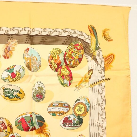 HERMES Carre 90 Scarf ""COUVEE D'HERMES"" Silk Yellow Auth 139210 - Picture 4 of 14